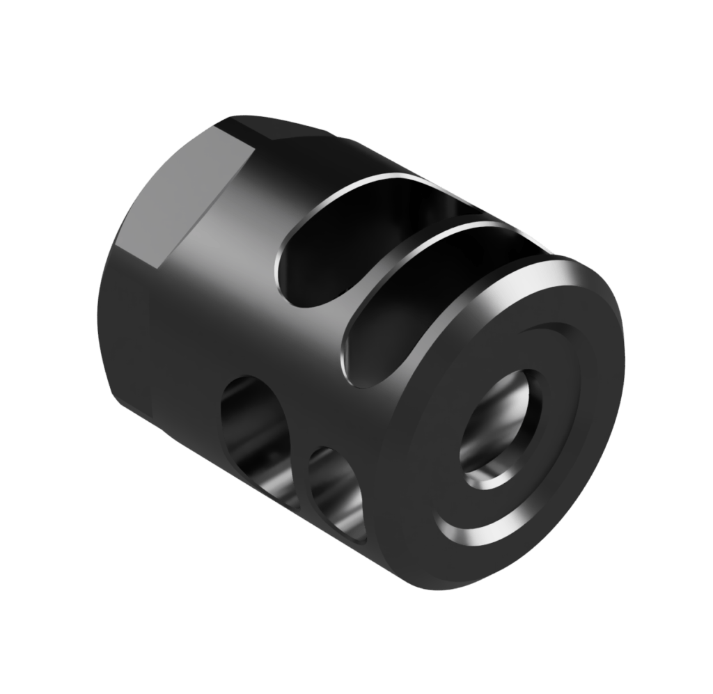 Compact muzzle brake for PCC 9x19 - 1/2x28 TPI or 1/2x36 TPI
